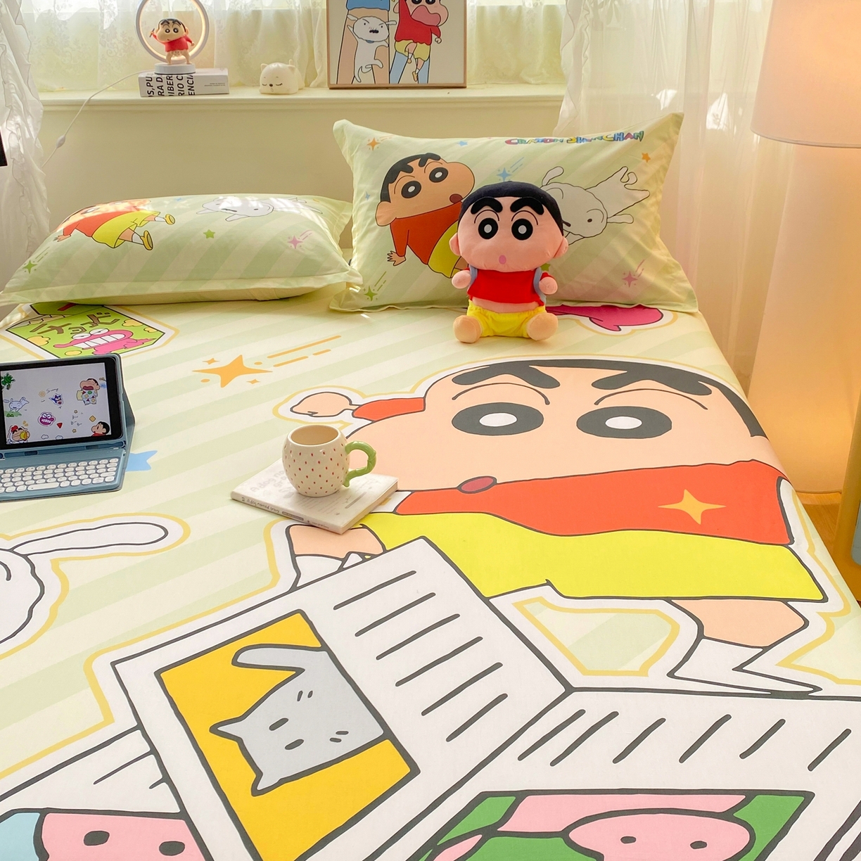 91家纺网 家纺一手货源 找家纺 博雅 2026新款蜡笔小新正版授权全棉纯棉大版床笠单件床笠单品单床笠 大版-学习蜡笔小新