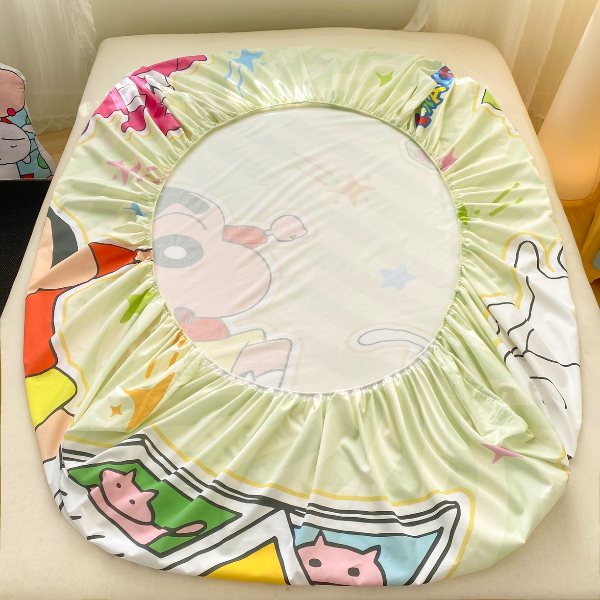 91家纺网 家纺一手货源 找家纺 博雅 2026新款蜡笔小新正版授权全棉纯棉大版床笠单件床笠单品单床笠 大版-学习蜡笔小新