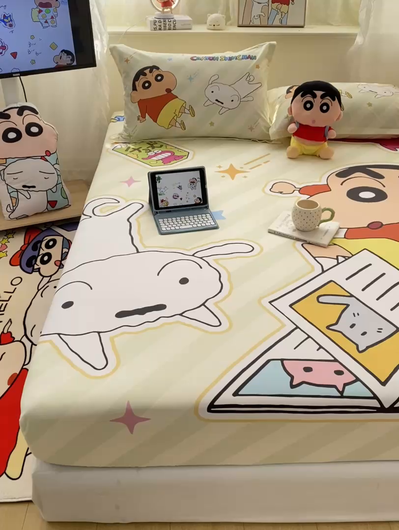 91家纺网 家纺一手货源 找家纺 博雅 2026新款蜡笔小新正版授权全棉纯棉大版床笠单件床笠单品单床笠 大版-学习蜡笔小新