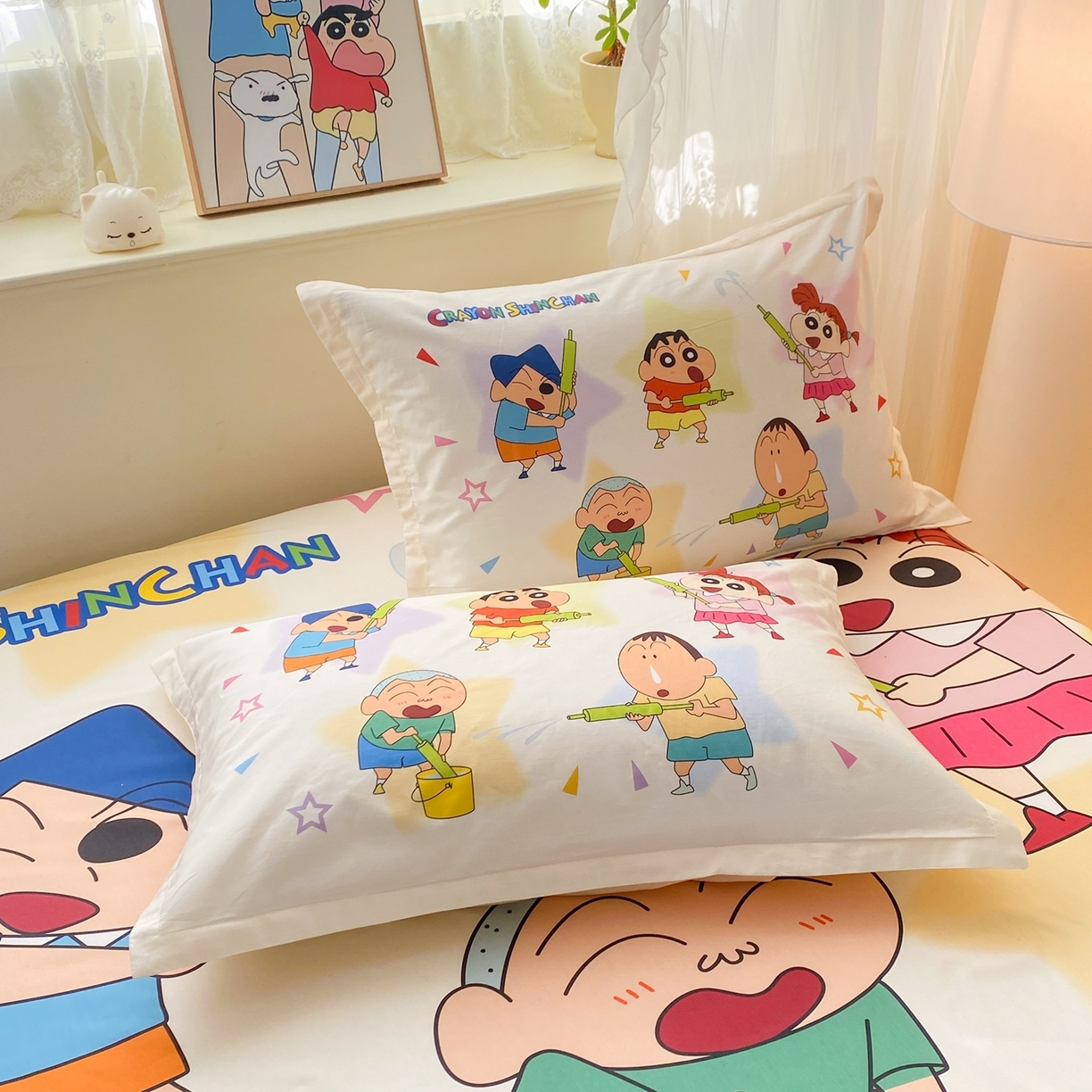 91家纺网 家纺一手货源 找家纺 博雅 2026新款蜡笔小新正版授权全棉纯棉大版床笠单件床笠单品单床笠 大版-游玩蜡笔小新