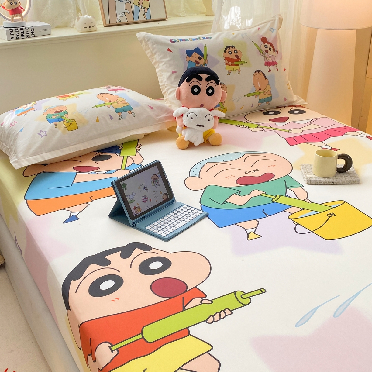 91家纺网 家纺一手货源 找家纺 博雅 2026新款蜡笔小新正版授权全棉纯棉大版床笠单件床笠单品单床笠 大版-游玩蜡笔小新