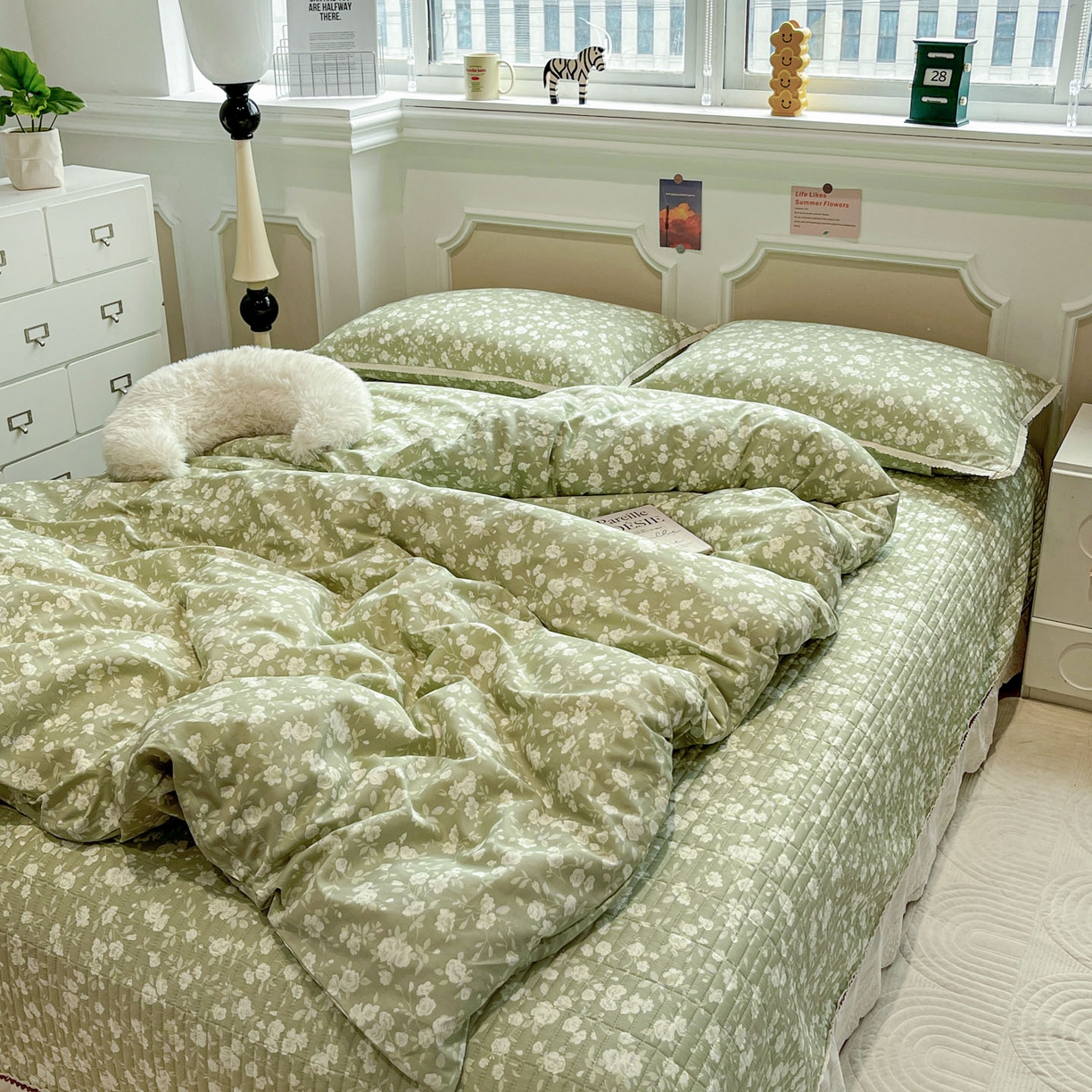 91家纺网 家纺一手货源 找家纺 娜朵家纺 2026新款全棉印花床盖四件套 海棠烟雨