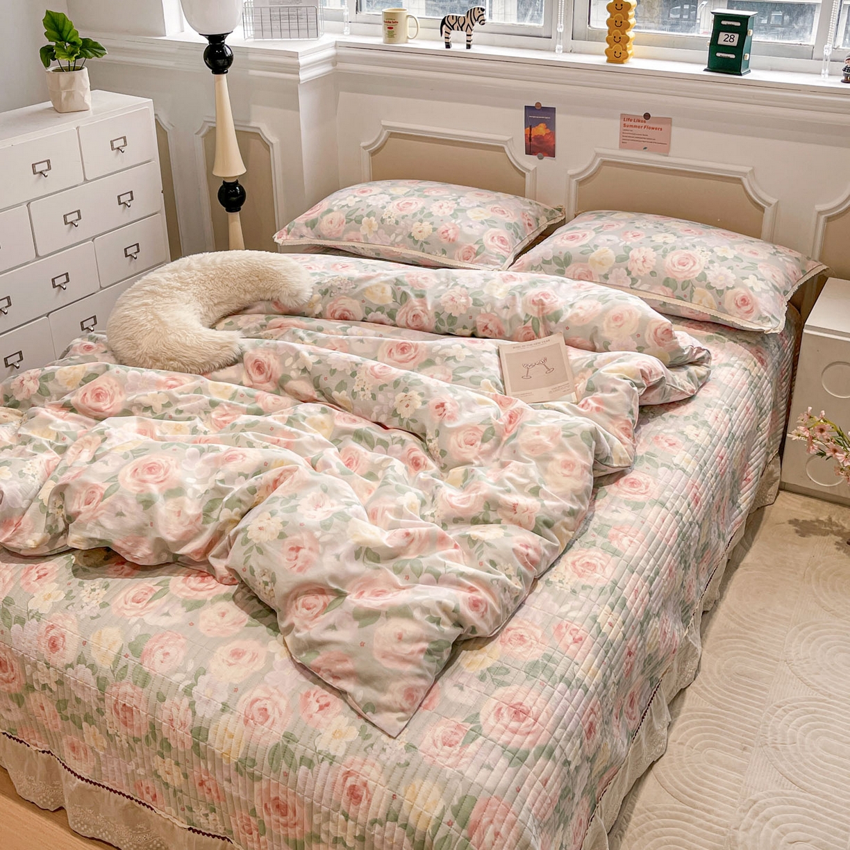 91家纺网 家纺一手货源 找家纺 娜朵家纺 2026新款全棉印花床盖四件套 花开朵朵