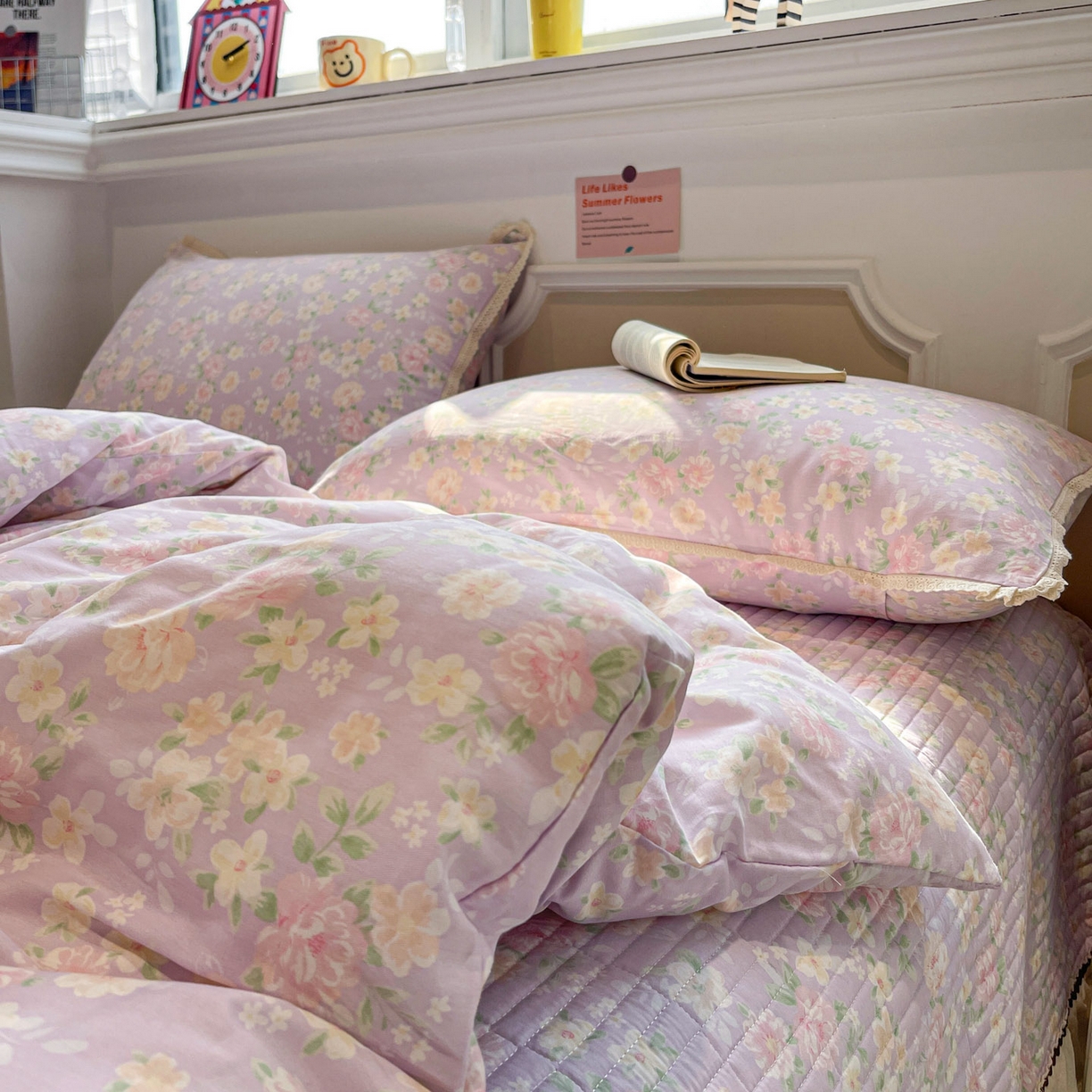 91家纺网 家纺一手货源 找家纺 娜朵家纺 2026新款全棉印花床盖四件套 美丽心情-紫