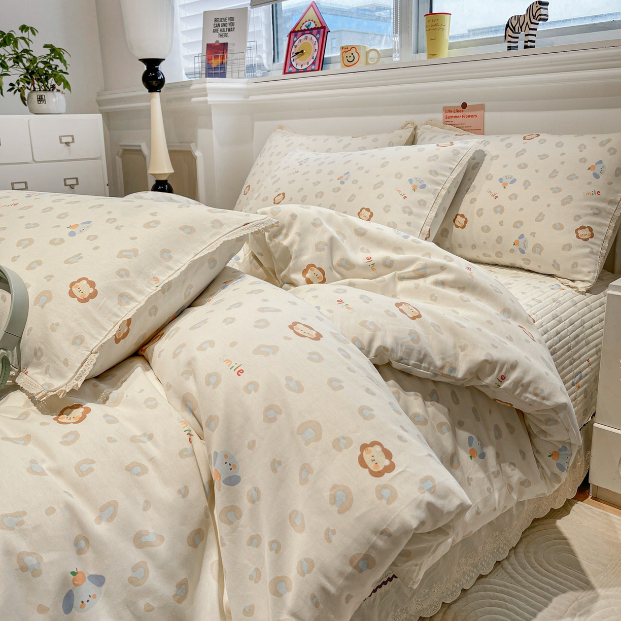 91家纺网 家纺一手货源 找家纺 娜朵家纺 2026新款全棉印花床盖四件套 缤纷乐园