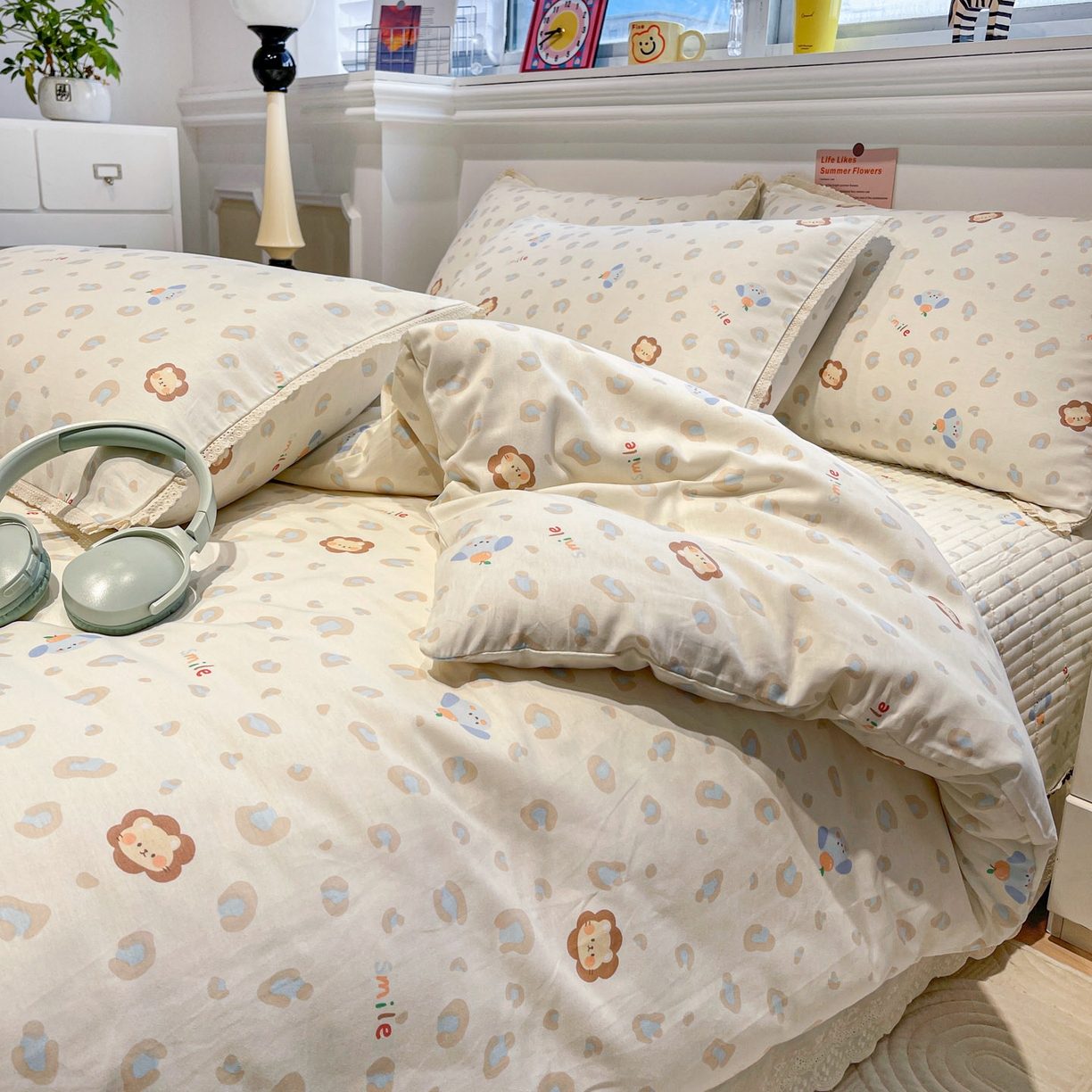 91家纺网 家纺一手货源 找家纺 娜朵家纺 2026新款全棉印花床盖四件套 缤纷乐园