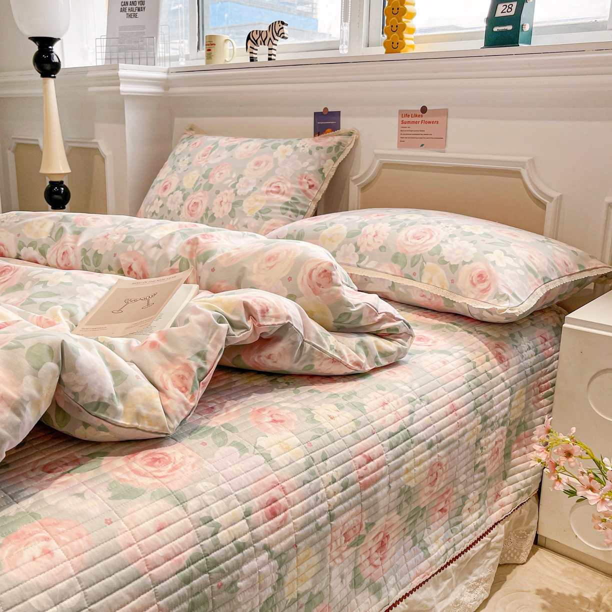 91家纺网 家纺一手货源 找家纺 娜朵家纺 2026新款全棉印花床盖四件套 花开朵朵