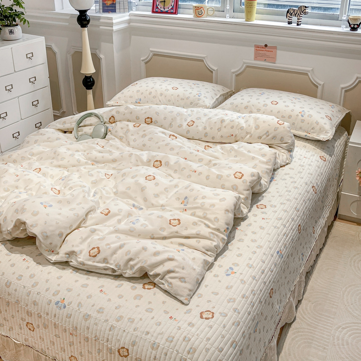 91家纺网 家纺一手货源 找家纺 娜朵家纺 2026新款全棉印花床盖四件套 缤纷乐园