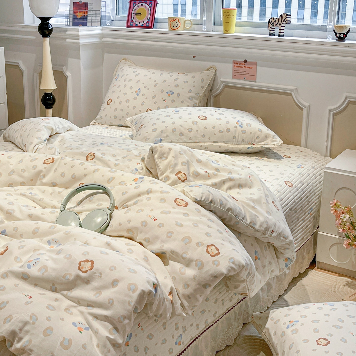 91家纺网 家纺一手货源 找家纺 娜朵家纺 2026新款全棉印花床盖四件套 缤纷乐园