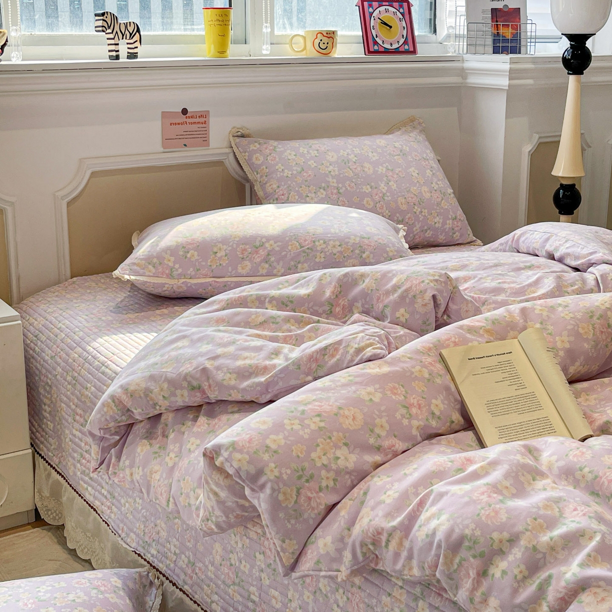 91家纺网 家纺一手货源 找家纺 娜朵家纺 2026新款全棉印花床盖四件套 美丽心情-紫