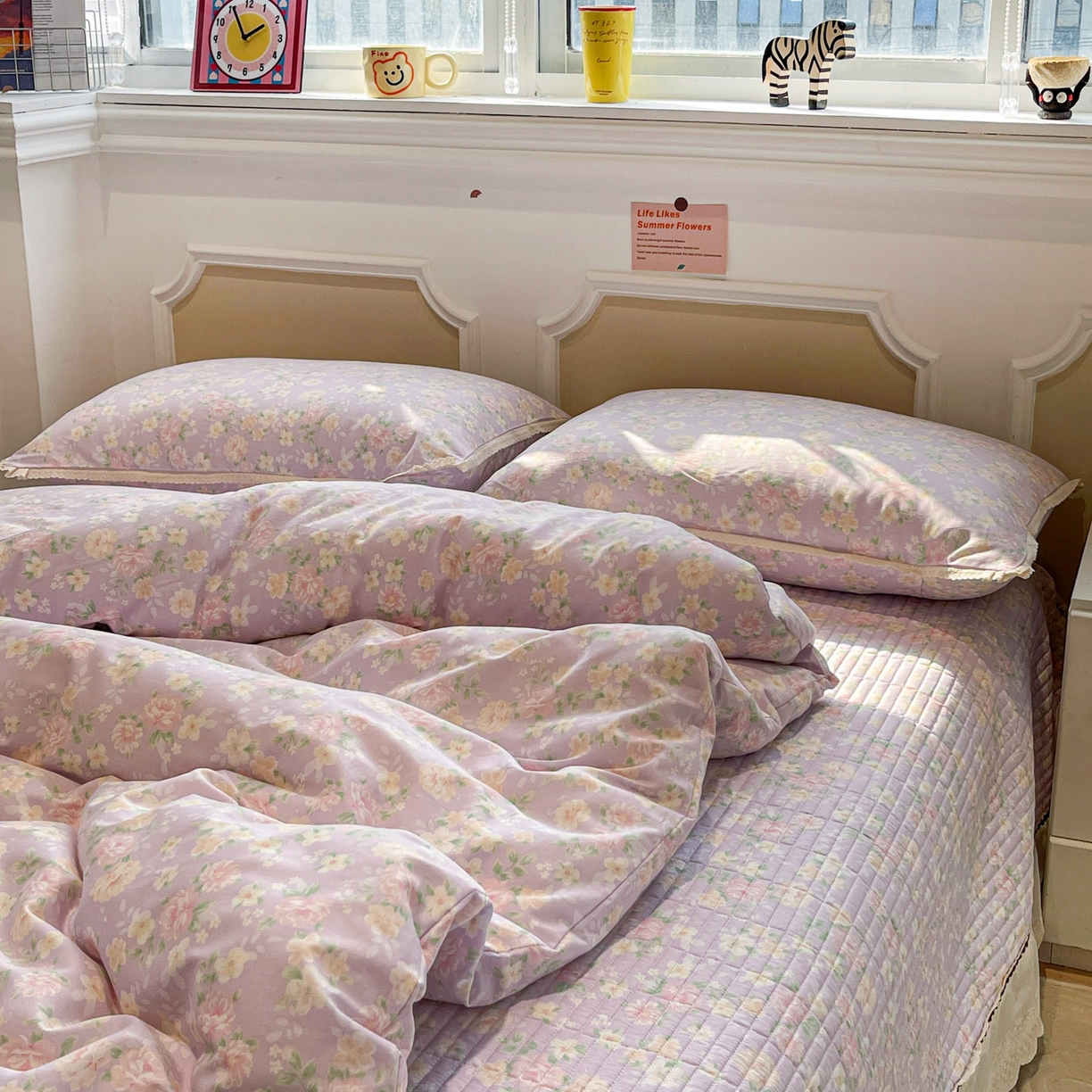 91家纺网 家纺一手货源 找家纺 娜朵家纺 2026新款全棉印花床盖四件套 美丽心情-紫