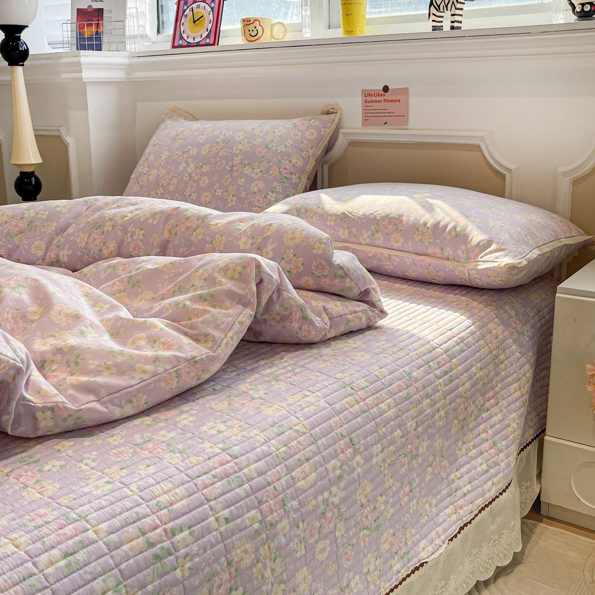 91家纺网 家纺一手货源 找家纺 娜朵家纺 2026新款全棉印花床盖四件套 美丽心情-紫