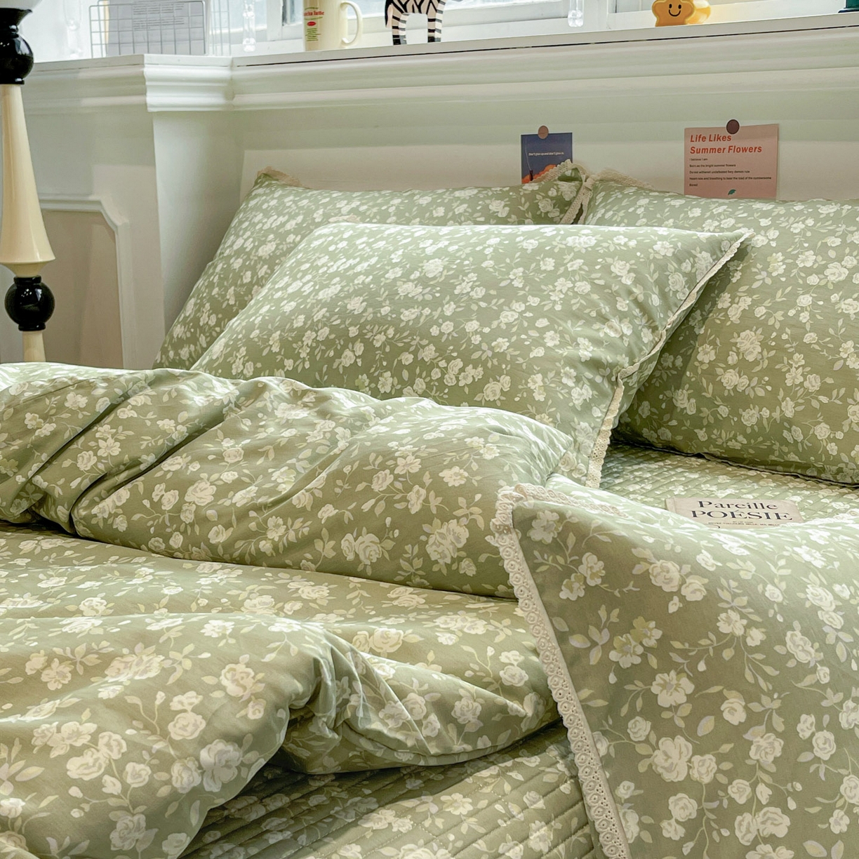 91家纺网 家纺一手货源 找家纺 娜朵家纺 2026新款全棉印花床盖四件套 海棠烟雨