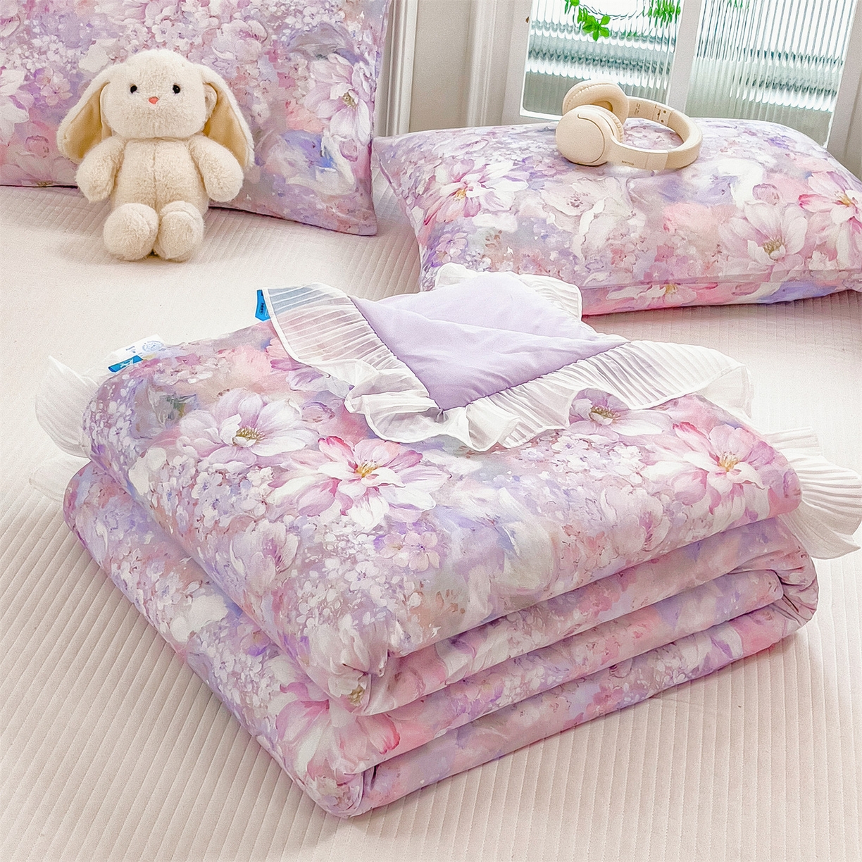 91家纺网 家纺一手货源 找家纺 （总）兄弟坊 2026春夏新款小清新凉感韩版花边夏被夏凉被午睡被空调被