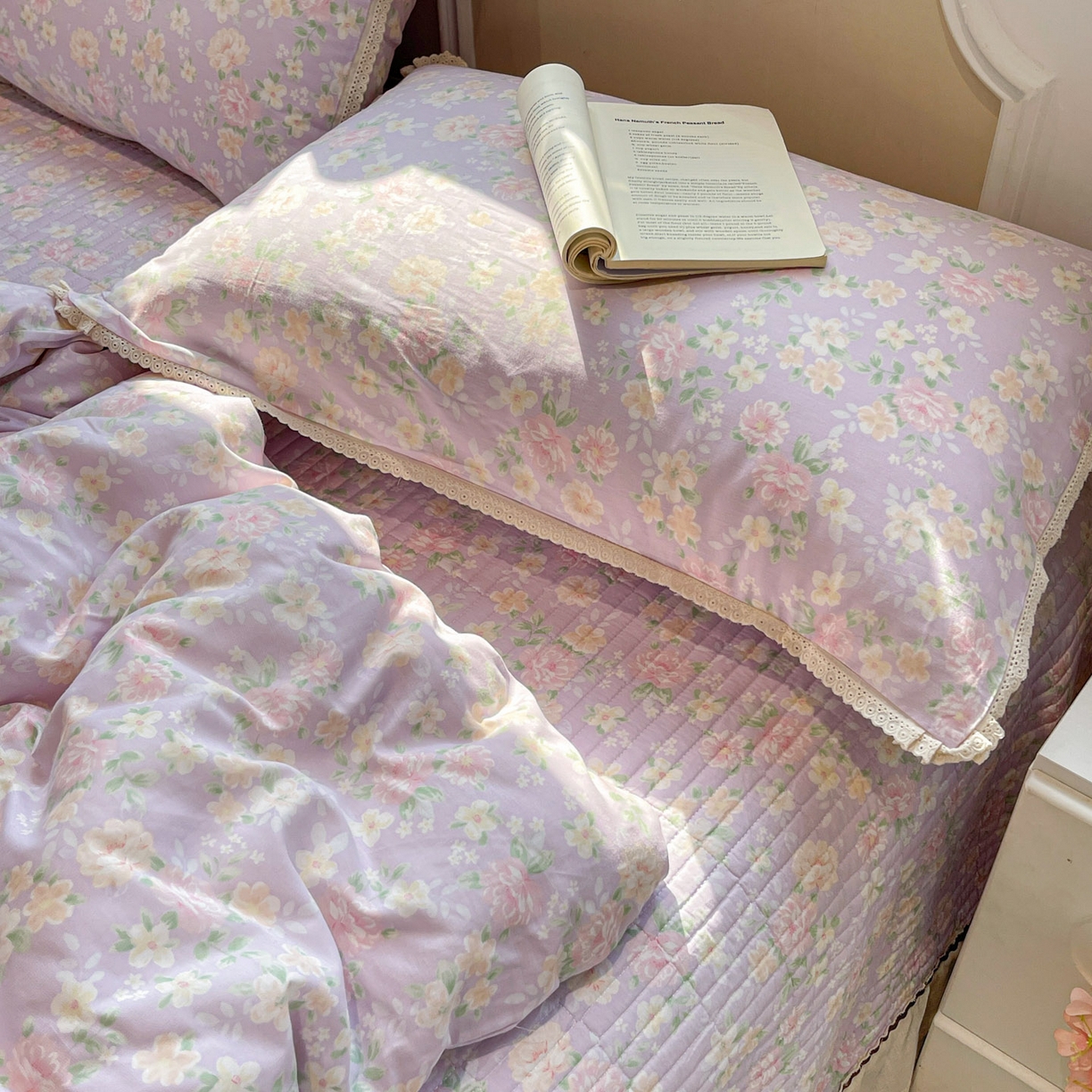 91家纺网 家纺一手货源 找家纺 娜朵家纺 2026新款全棉印花床盖四件套 美丽心情-紫