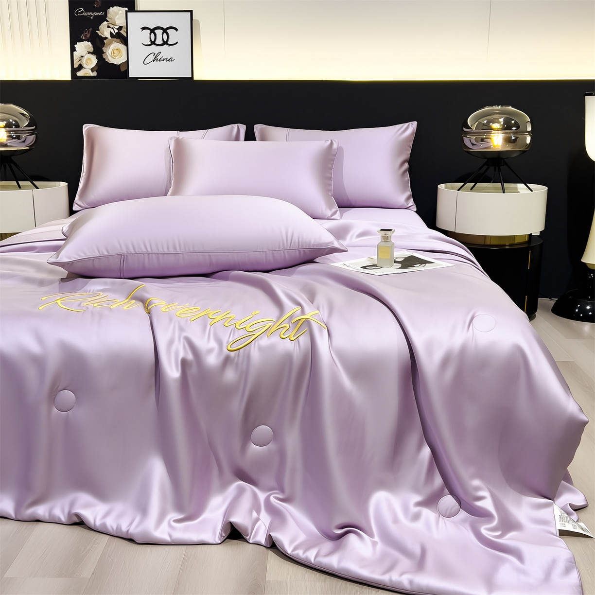 91家纺网 家纺一手货源 找家纺 （总）兄弟坊 2026春夏新款水洗冰丝刺绣纯色夏被夏被四件套夏凉被空调被