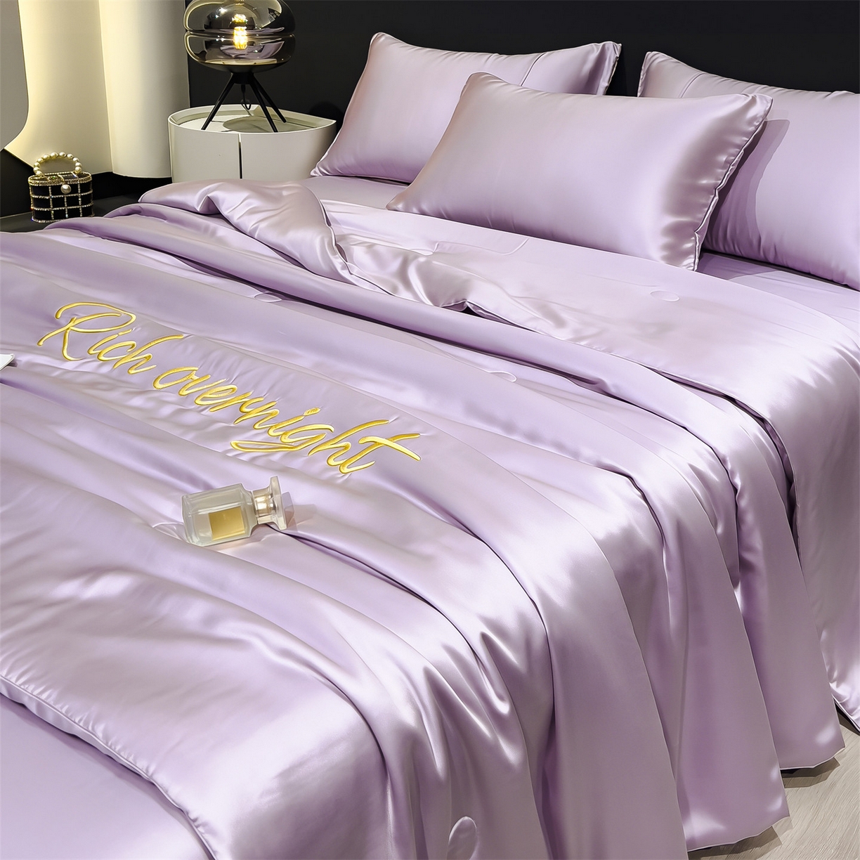 91家纺网 家纺一手货源 找家纺 （总）兄弟坊 2026春夏新款水洗冰丝刺绣纯色夏被夏被四件套夏凉被空调被