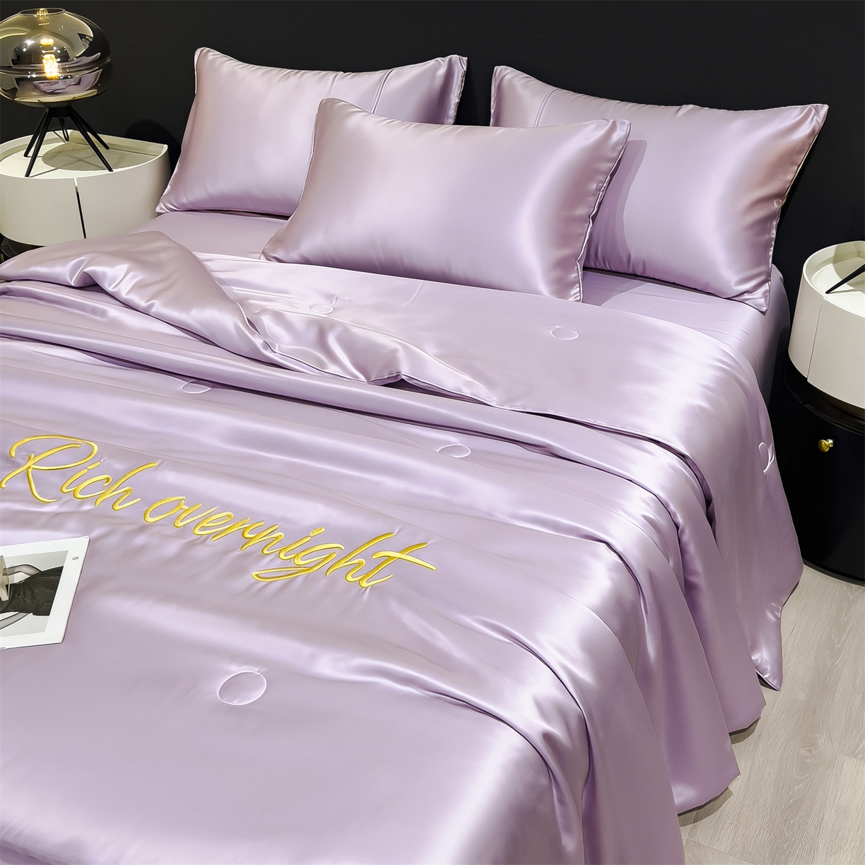 91家纺网 家纺一手货源 找家纺 （总）兄弟坊 2026春夏新款水洗冰丝刺绣纯色夏被夏被四件套夏凉被空调被