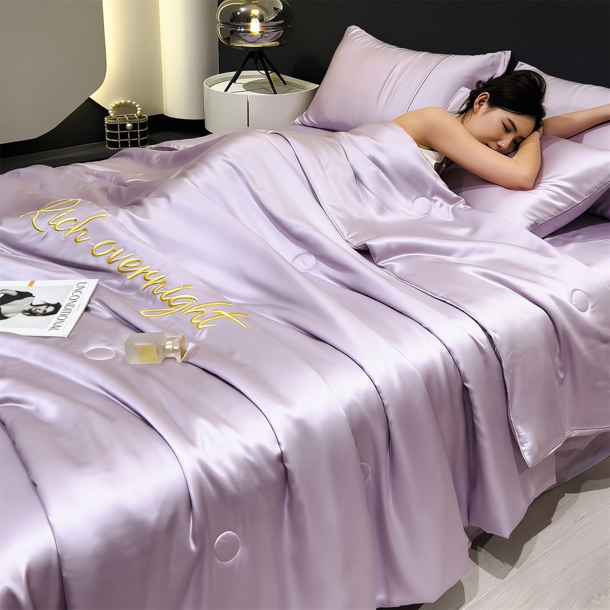 91家纺网 家纺一手货源 找家纺 （总）兄弟坊 2026春夏新款水洗冰丝刺绣纯色夏被夏被四件套夏凉被空调被