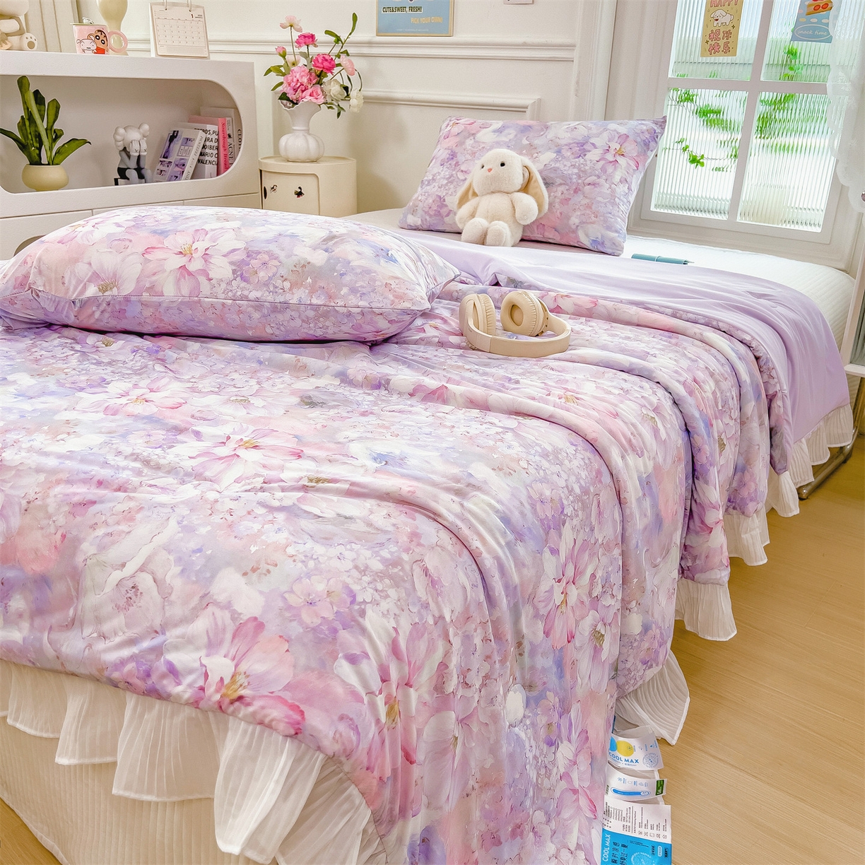 91家纺网 家纺一手货源 找家纺 兄弟坊 2026春夏新款小清新凉感韩版花边夏被夏凉被午睡被空调被 芬芳花园