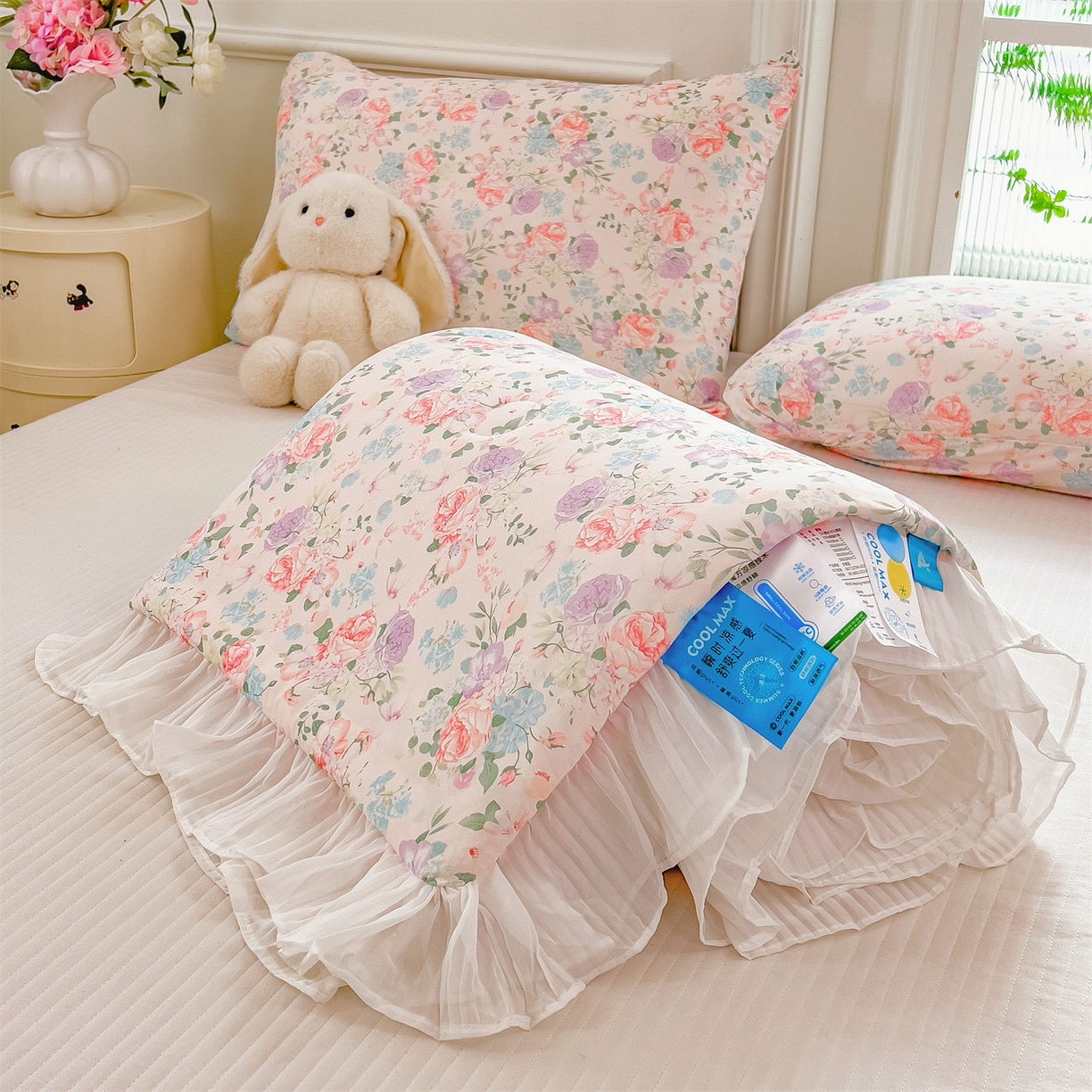 91家纺网 家纺一手货源 找家纺 兄弟坊 2026春夏新款小清新凉感韩版花边夏被夏凉被午睡被空调被 朵朵锦簇