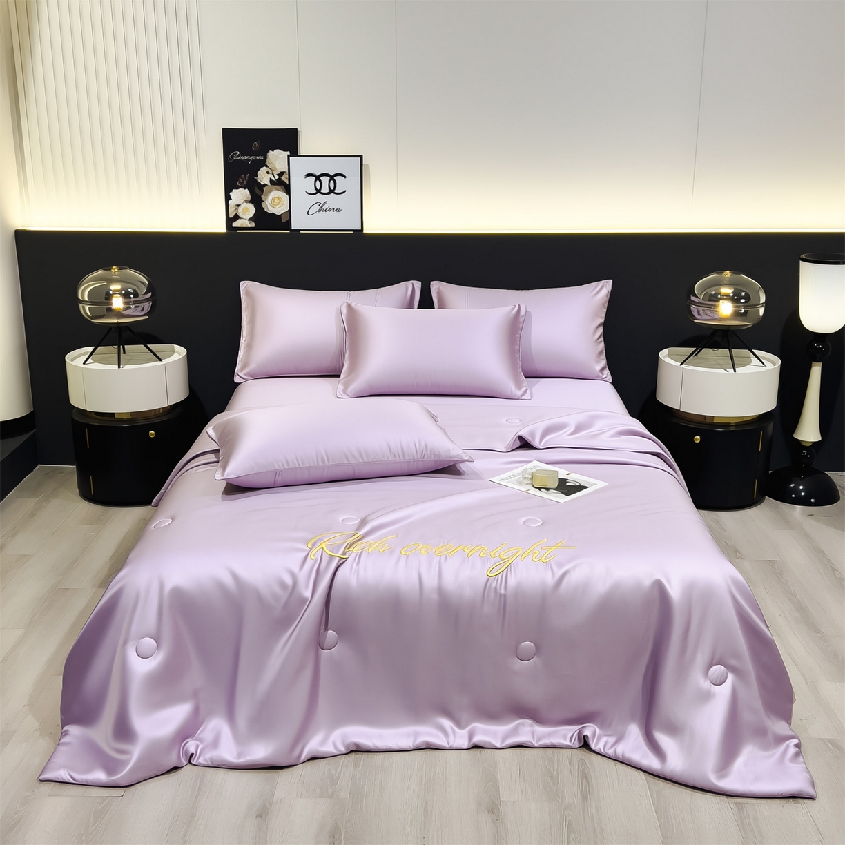 91家纺网 家纺一手货源 找家纺 兄弟坊 2026春夏新款水洗冰丝刺绣纯色夏被夏被四件套夏凉被空调被 云锦紫