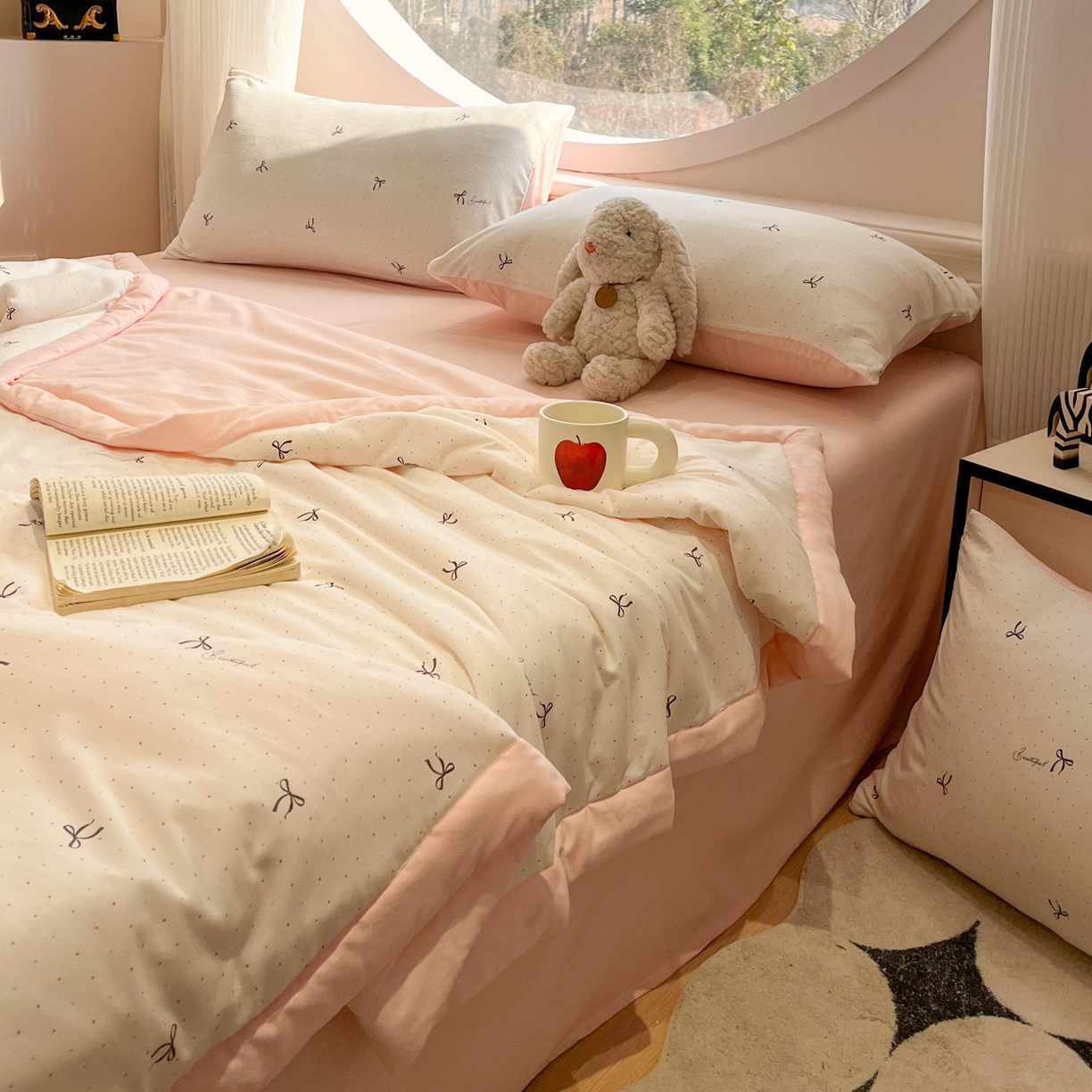 91家纺网 家纺一手货源 找家纺 一加一 2026新款洛卡棉印花大豆夏被四件套 彩色甜梦