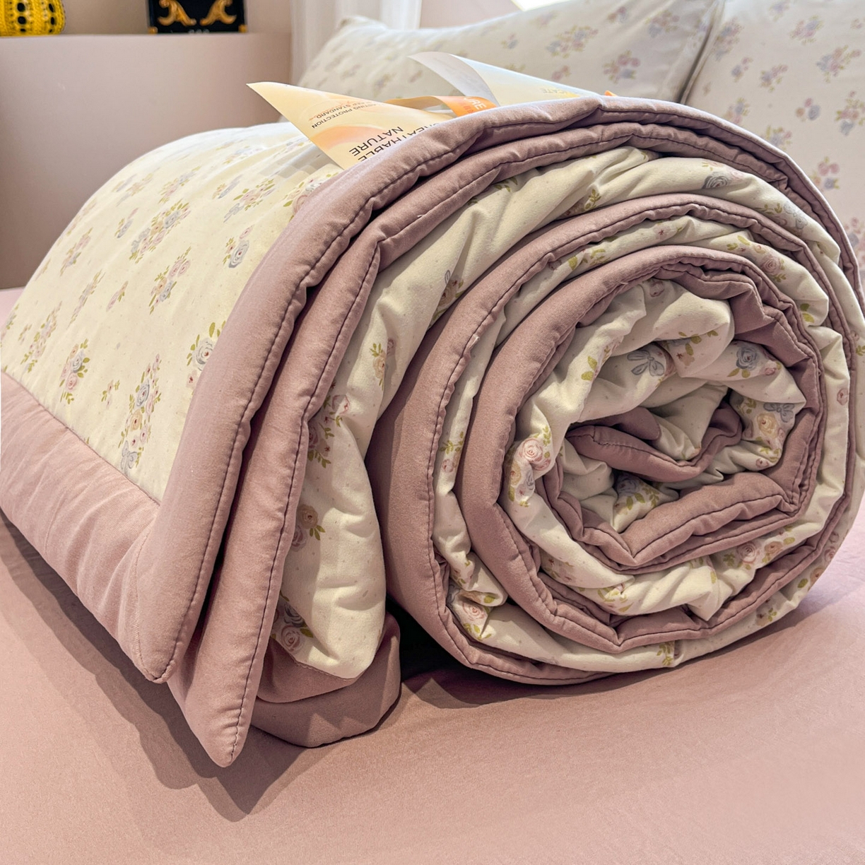 91家纺网 家纺一手货源 找家纺 一加一 2026新款洛卡棉印花大豆夏被四件套 粉紫花序