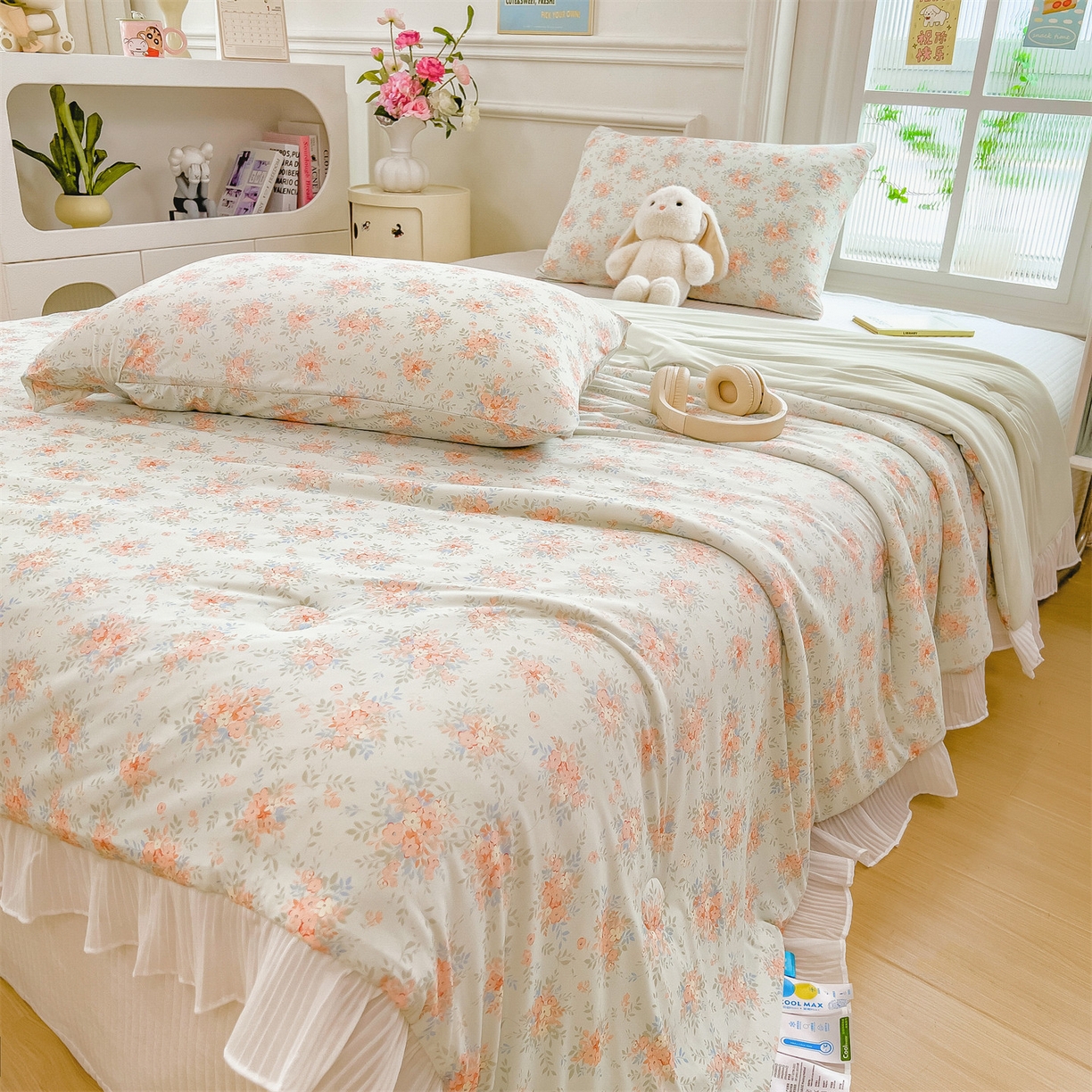 91家纺网 家纺一手货源 找家纺 兄弟坊 2026春夏新款小清新凉感韩版花边夏被夏凉被午睡被空调被 花团绿梦