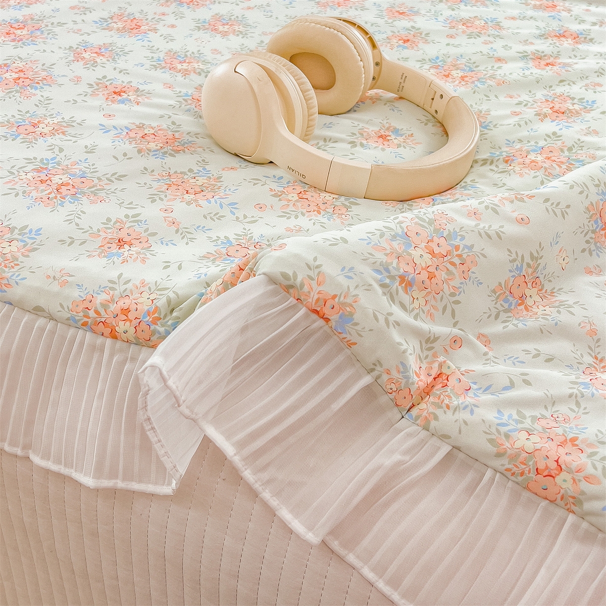 91家纺网 家纺一手货源 找家纺 兄弟坊 2026春夏新款小清新凉感韩版花边夏被夏凉被午睡被空调被 花团绿梦