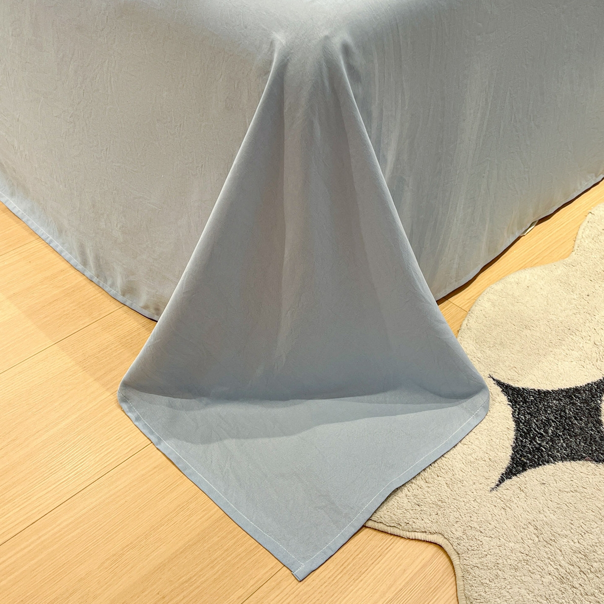 91家纺网 家纺一手货源 找家纺 一加一 2026新款洛卡棉印花大豆夏被四件套 浅蓝甜梦