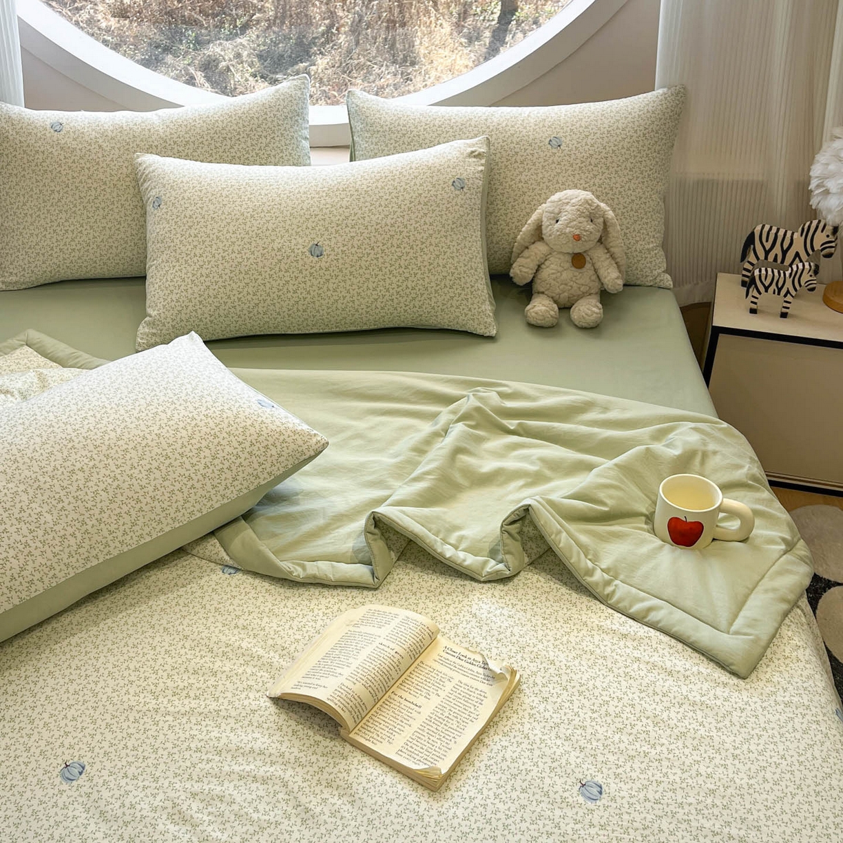 一加一 2026新款洛卡棉印花大豆夏被四件套 青禾随影