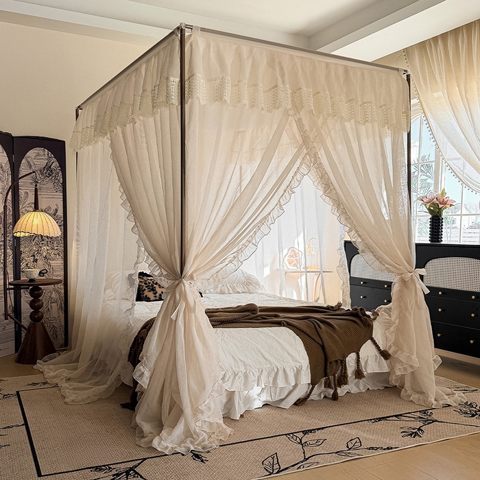 91家纺网 家纺一手货源 找家纺 （总）都市缘蚊帐 2026新款906系列宝格丽多丽棉纱落地宫廷蚊帐