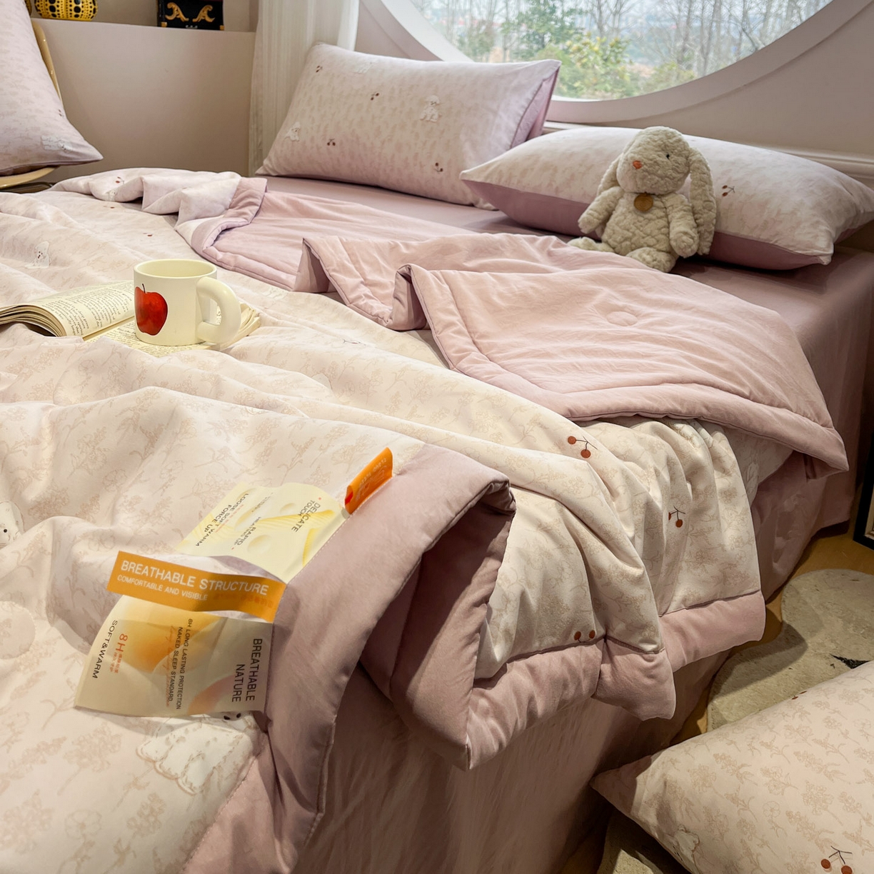 91家纺网 家纺一手货源 找家纺 一加一 2026新款洛卡棉印花大豆夏被四件套 软心小狗