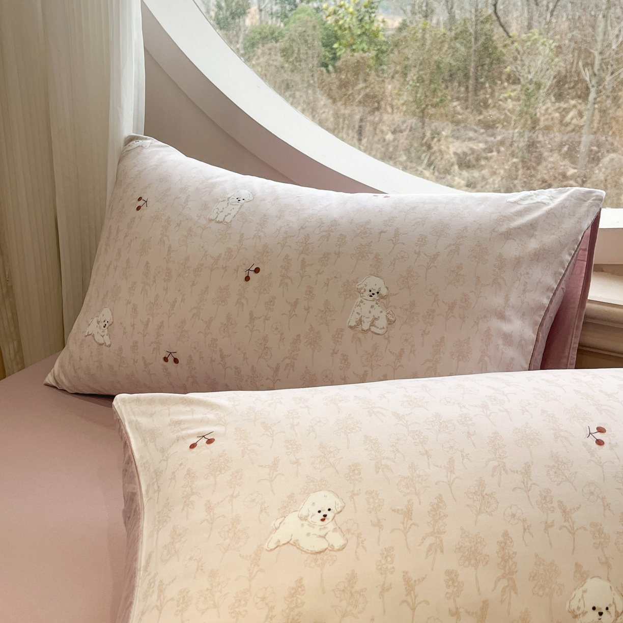 91家纺网 家纺一手货源 找家纺 一加一 2026新款洛卡棉印花大豆夏被四件套 软心小狗