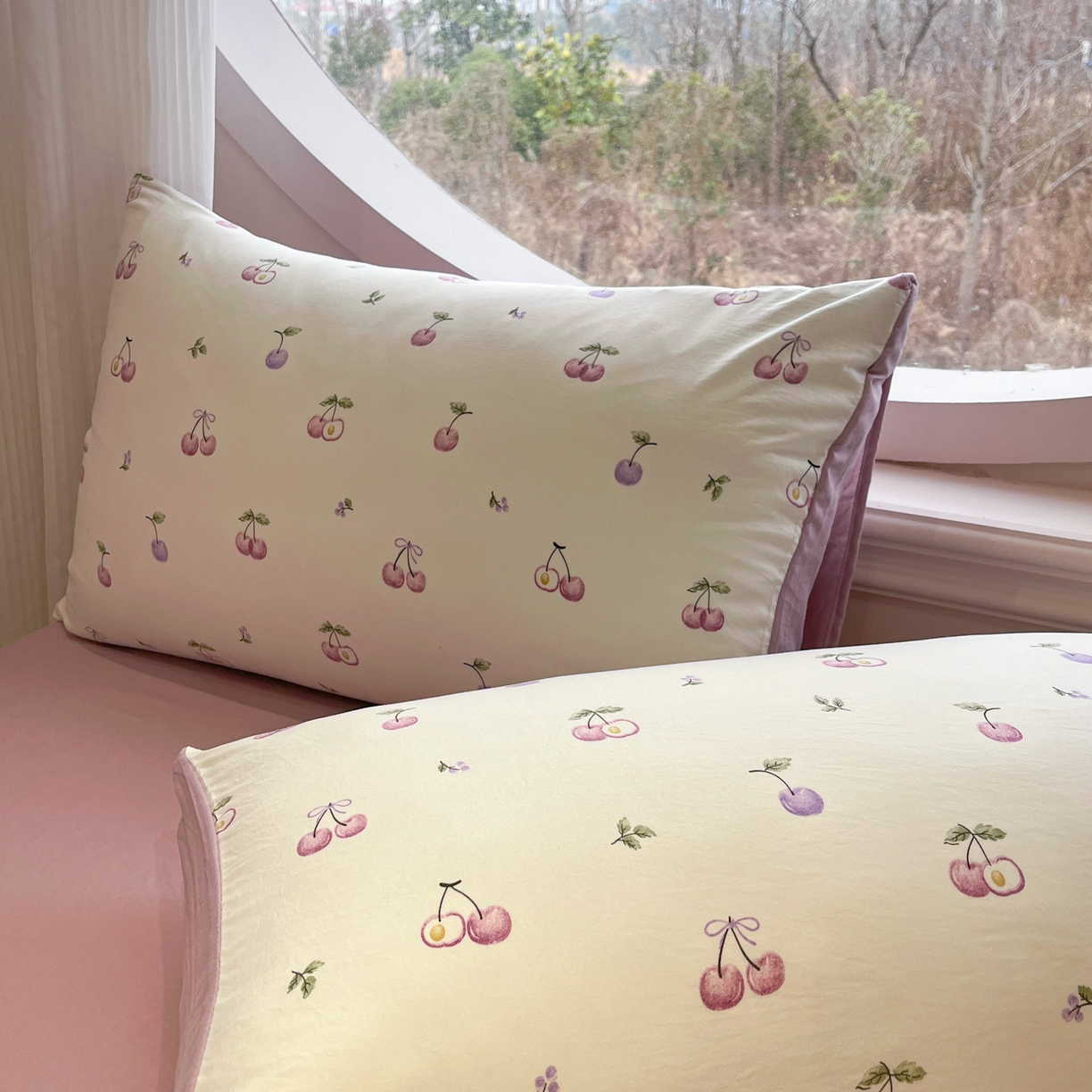 91家纺网 家纺一手货源 找家纺 一加一 2026新款洛卡棉印花大豆夏被四件套 紫樱奶芙