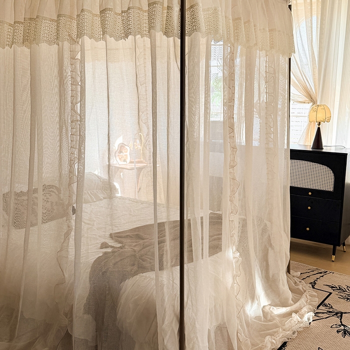 91家纺网 家纺一手货源 找家纺 （总）都市缘蚊帐 2026新款906系列宝格丽多丽棉纱落地宫廷蚊帐