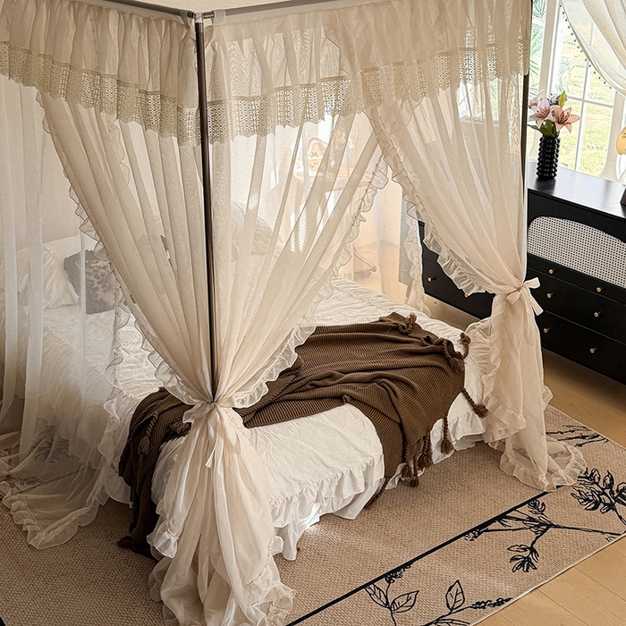 91家纺网 家纺一手货源 找家纺 （总）都市缘蚊帐 2026新款906系列宝格丽多丽棉纱落地宫廷蚊帐