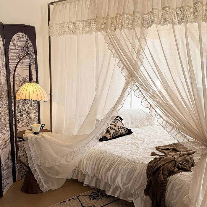 91家纺网 家纺一手货源 找家纺 （总）都市缘蚊帐 2026新款906系列宝格丽多丽棉纱落地宫廷蚊帐