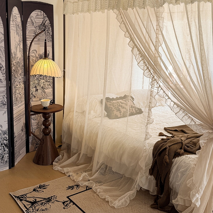 91家纺网 家纺一手货源 找家纺 （总）都市缘蚊帐 2026新款906系列宝格丽多丽棉纱落地宫廷蚊帐