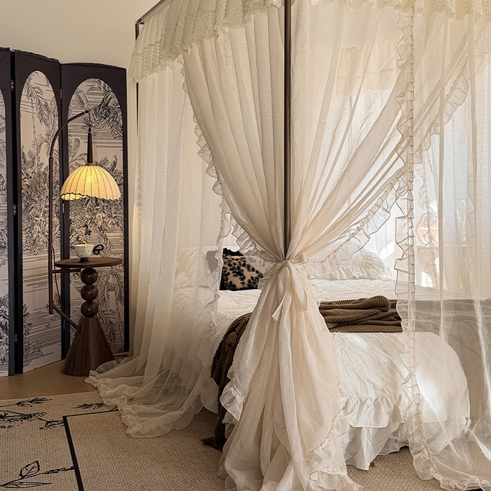 91家纺网 家纺一手货源 找家纺 （总）都市缘蚊帐 2026新款906系列宝格丽多丽棉纱落地宫廷蚊帐