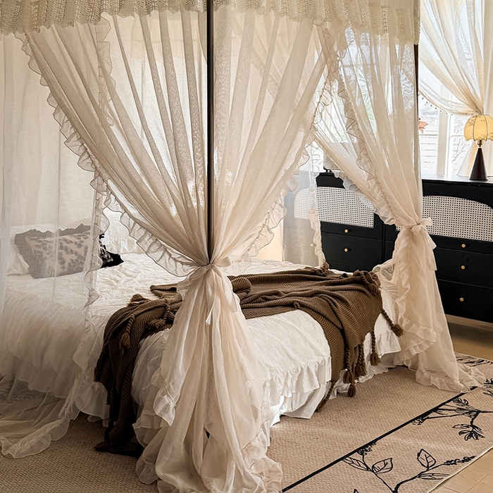 91家纺网 家纺一手货源 找家纺 （总）都市缘蚊帐 2026新款906系列宝格丽多丽棉纱落地宫廷蚊帐