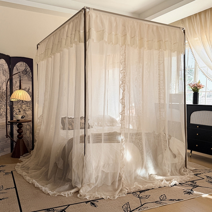 91家纺网 家纺一手货源 找家纺 （总）都市缘蚊帐 2026新款906系列宝格丽多丽棉纱落地宫廷蚊帐