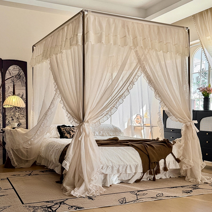 91家纺网 家纺一手货源 找家纺 （总）都市缘蚊帐 2026新款906系列宝格丽多丽棉纱落地宫廷蚊帐