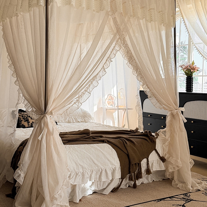 91家纺网 家纺一手货源 找家纺 （总）都市缘蚊帐 2026新款906系列宝格丽多丽棉纱落地宫廷蚊帐