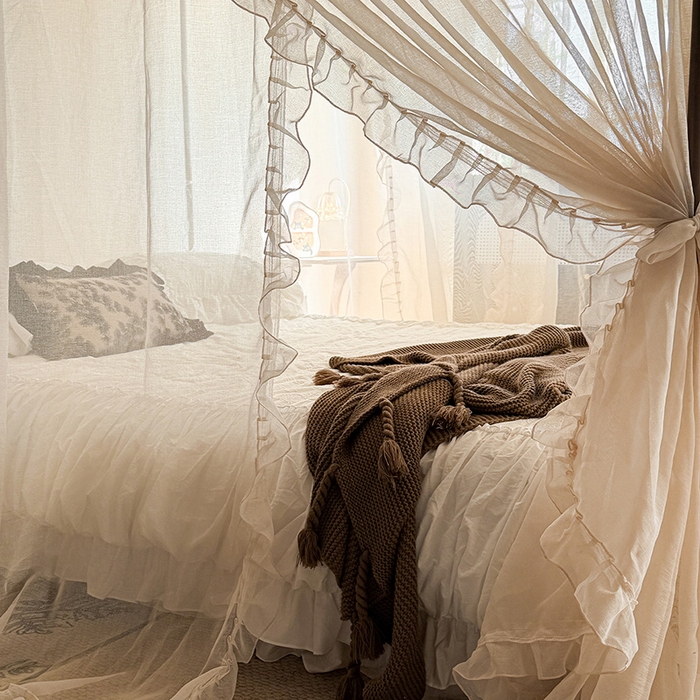 91家纺网 家纺一手货源 找家纺 （总）都市缘蚊帐 2026新款906系列宝格丽多丽棉纱落地宫廷蚊帐