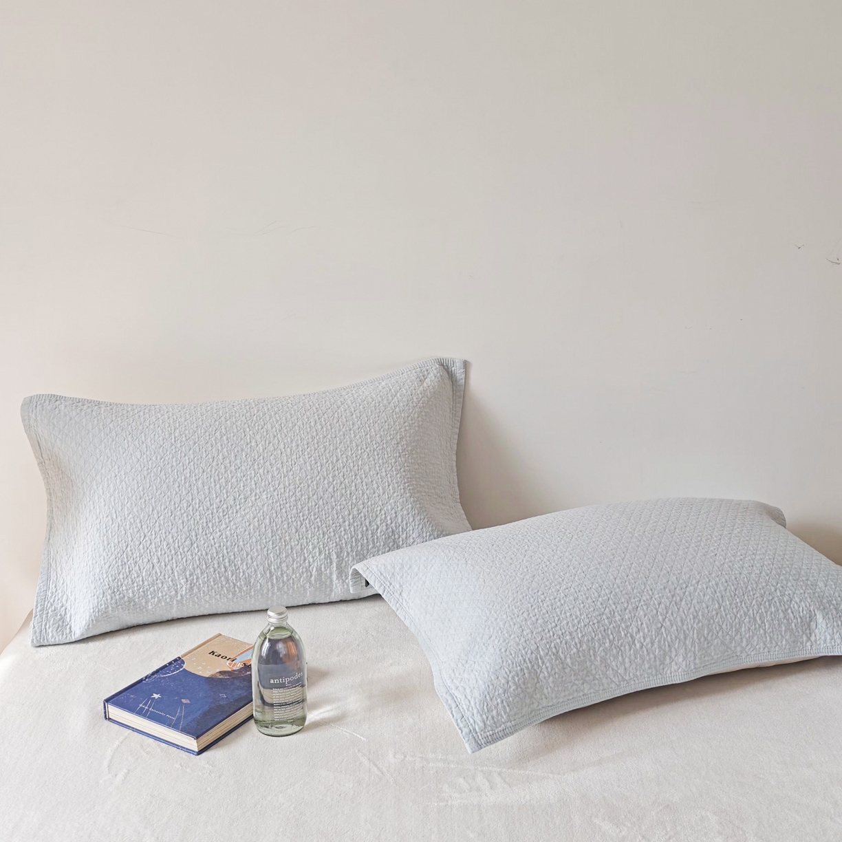 91家纺网 家纺一手货源 找家纺 沐瑟家纺 2026新款格子款枕巾垫巾 素格-浅蓝