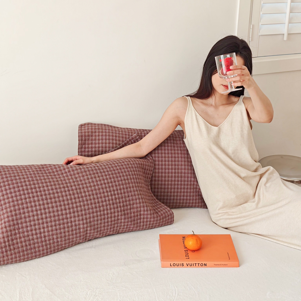 91家纺网 家纺一手货源 找家纺 沐瑟家纺 2026新款格子款枕巾垫巾 芸榕-咖色