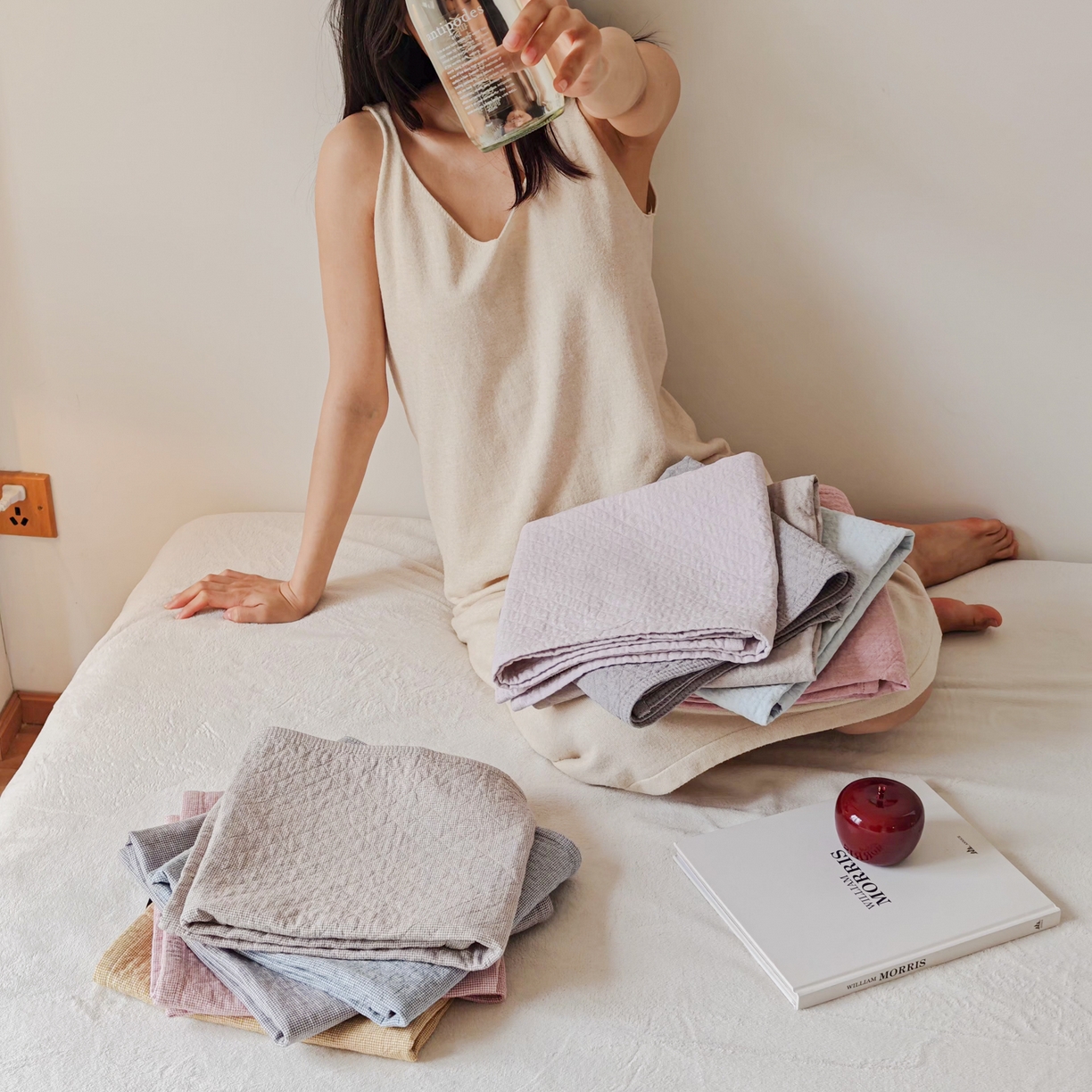 91家纺网 家纺一手货源 找家纺 沐瑟家纺 2026新款格子款枕巾垫巾 组合图仅供参考不可下单