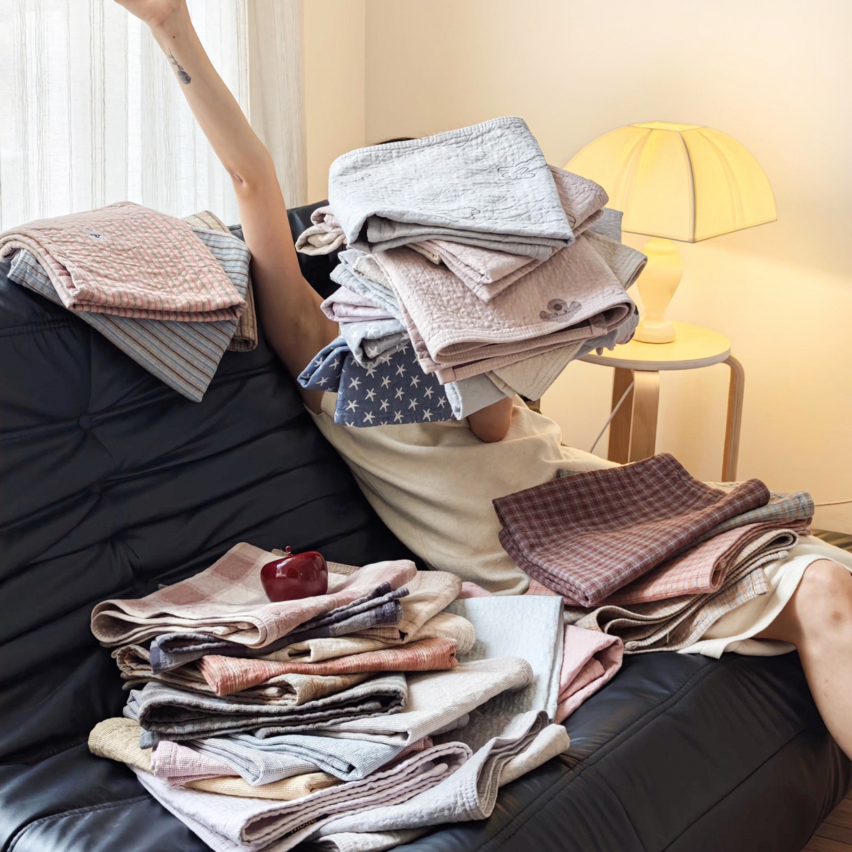 91家纺网 家纺一手货源 找家纺 沐瑟家纺 2026新款格子款枕巾垫巾 组合图仅供参考不可下单